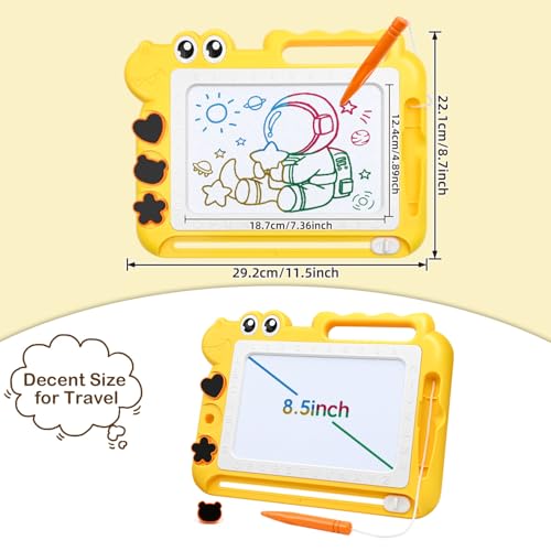 AiTuiTui Magnetic Drawing Board - Colorful Dinosaur Doodle Pad for Toddlers, Mess-Free Travel Toy with Stamps and Letters