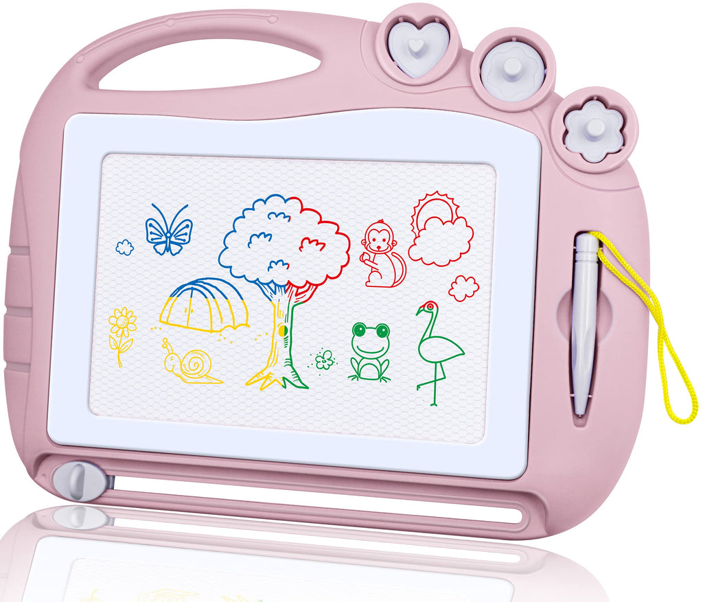 AiTuiTui Magnetic Drawing Board for Toddlers – Safe, Portable Doodle Pad with 4 Colors and 3 Stamps