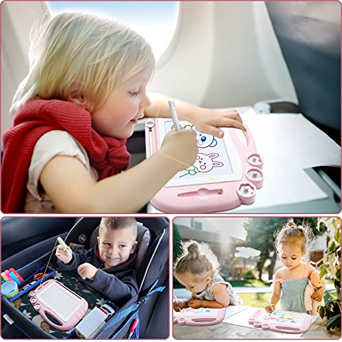 AiTuiTui Magnetic Drawing Board for Toddlers – Safe, Portable Doodle Pad with 4 Colors and 3 Stamps