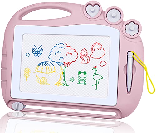 AiTuiTui Magnetic Drawing Board for Toddlers – Safe, Portable Doodle Pad with 4 Colors and 3 Stamps