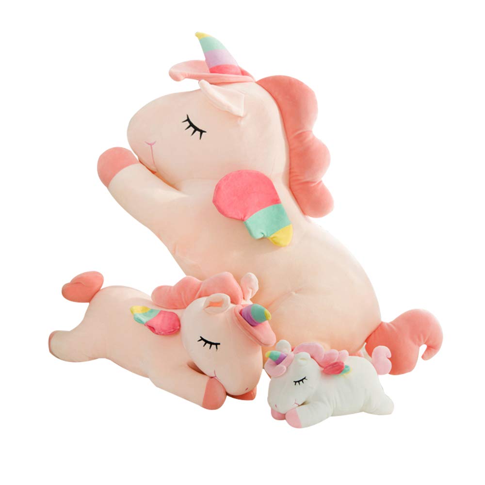 AIXINI Plush Unicorn Pillow 11.8 Inch - Soft Pink Stuffed Animal with Rainbow Wings