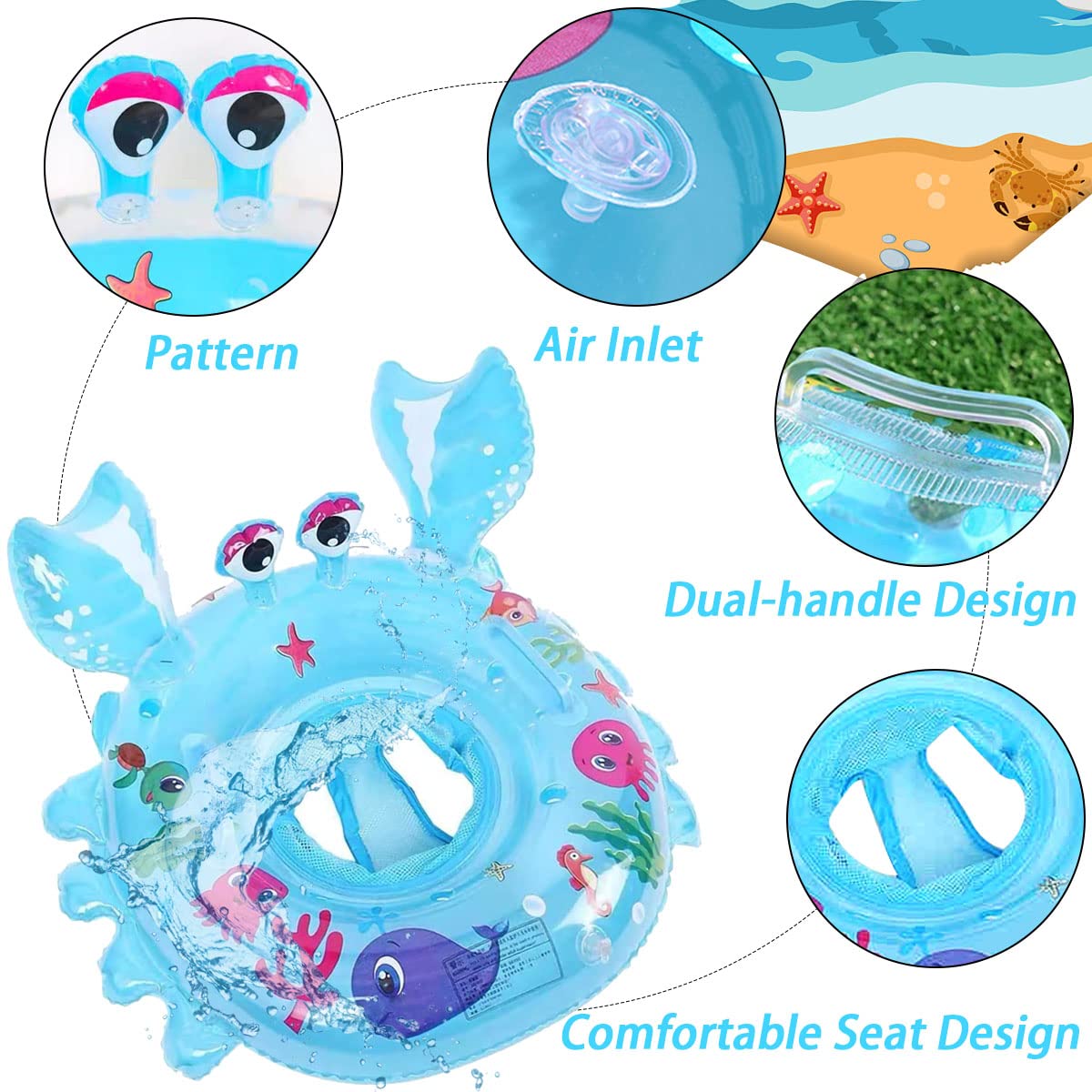 AIYUENCICI Baby Swimming Float - Inflatable Toddler Swim Ring with Handles for Ages 8-48 Months