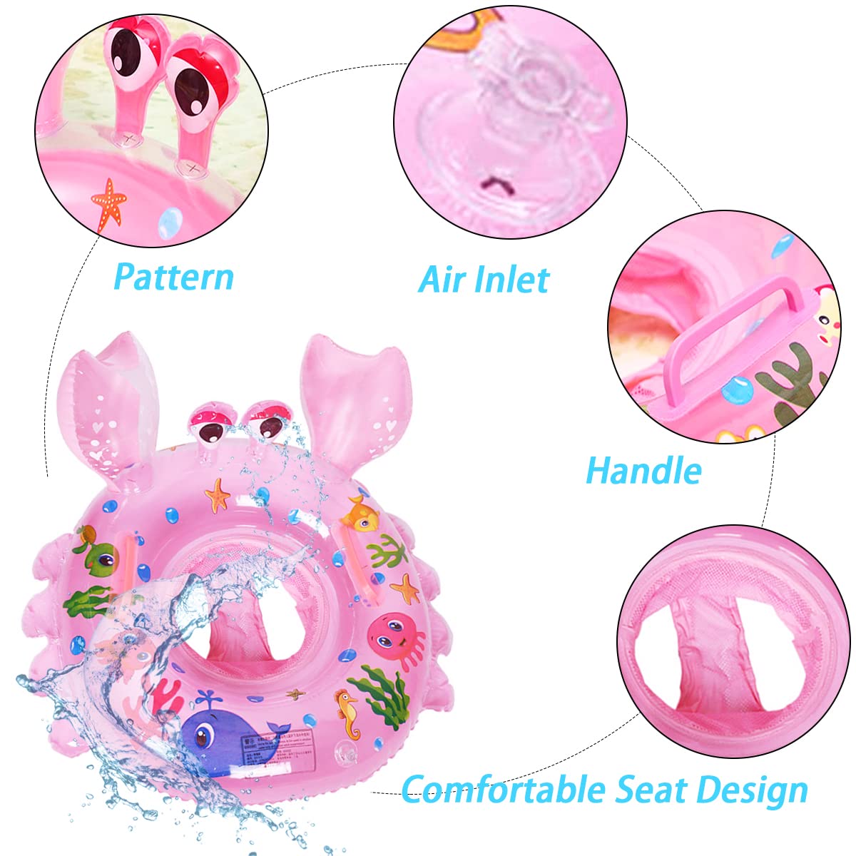 AIYUENCICI Inflatable Baby Swim Float with Handles – Cute Animal Design for Toddlers 8-48 Months (Up to 40 lbs)
