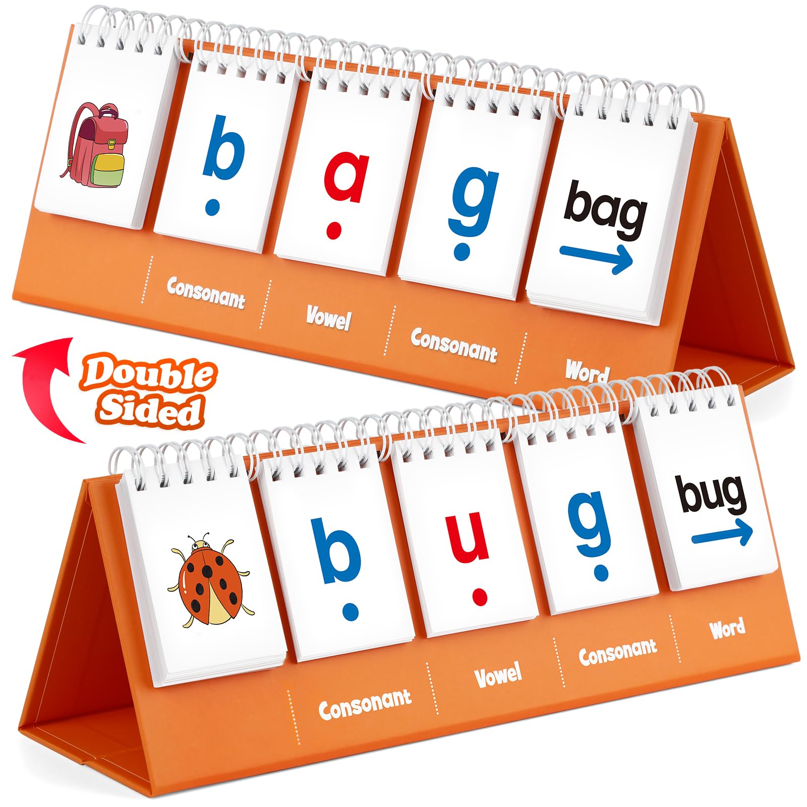 Aizweb CVC Word Games for Kindergarten – Phonics Flash Cards with 70 Cards & 40 Pictures, Learn to Read Spelling Toy