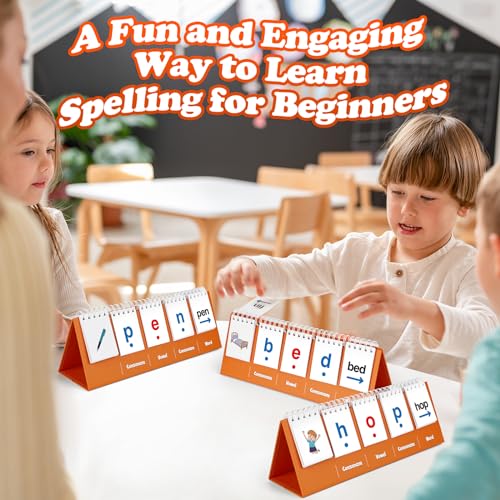 Aizweb CVC Word Games for Kindergarten – Phonics Flash Cards with 70 Cards & 40 Pictures, Learn to Read Spelling Toy
