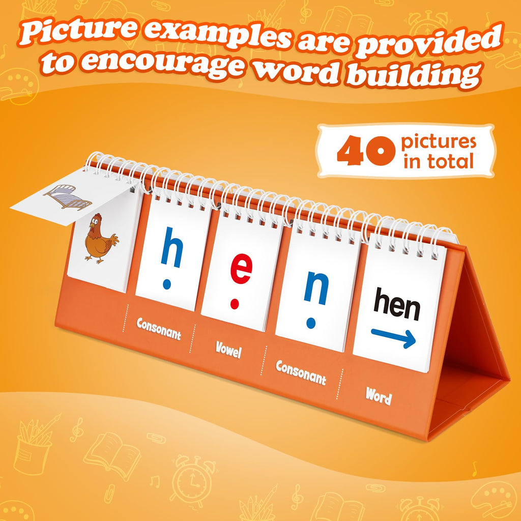 Aizweb CVC Word Games for Kindergarten – Phonics Flash Cards with 70 Cards & 40 Pictures, Learn to Read Spelling Toy
