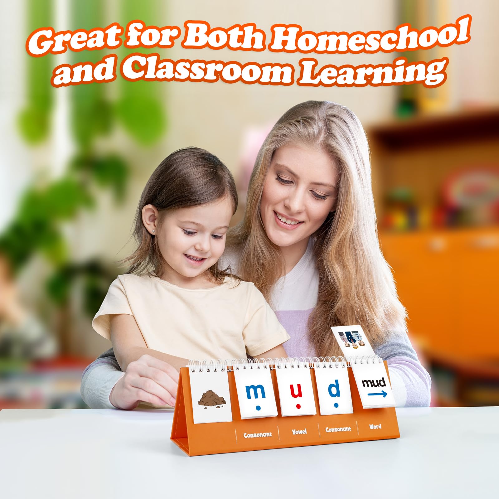 Aizweb CVC Word Games for Kindergarten – Phonics Flash Cards with 70 Cards & 40 Pictures, Learn to Read Spelling Toy