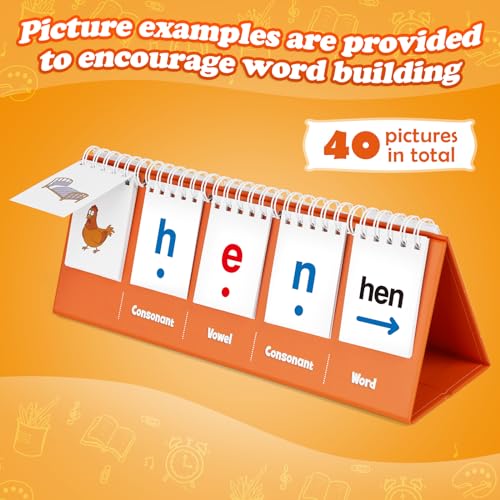 Aizweb CVC Word Games for Kindergarten – Phonics Flash Cards with 70 Cards & 40 Pictures, Learn to Read Spelling Toy