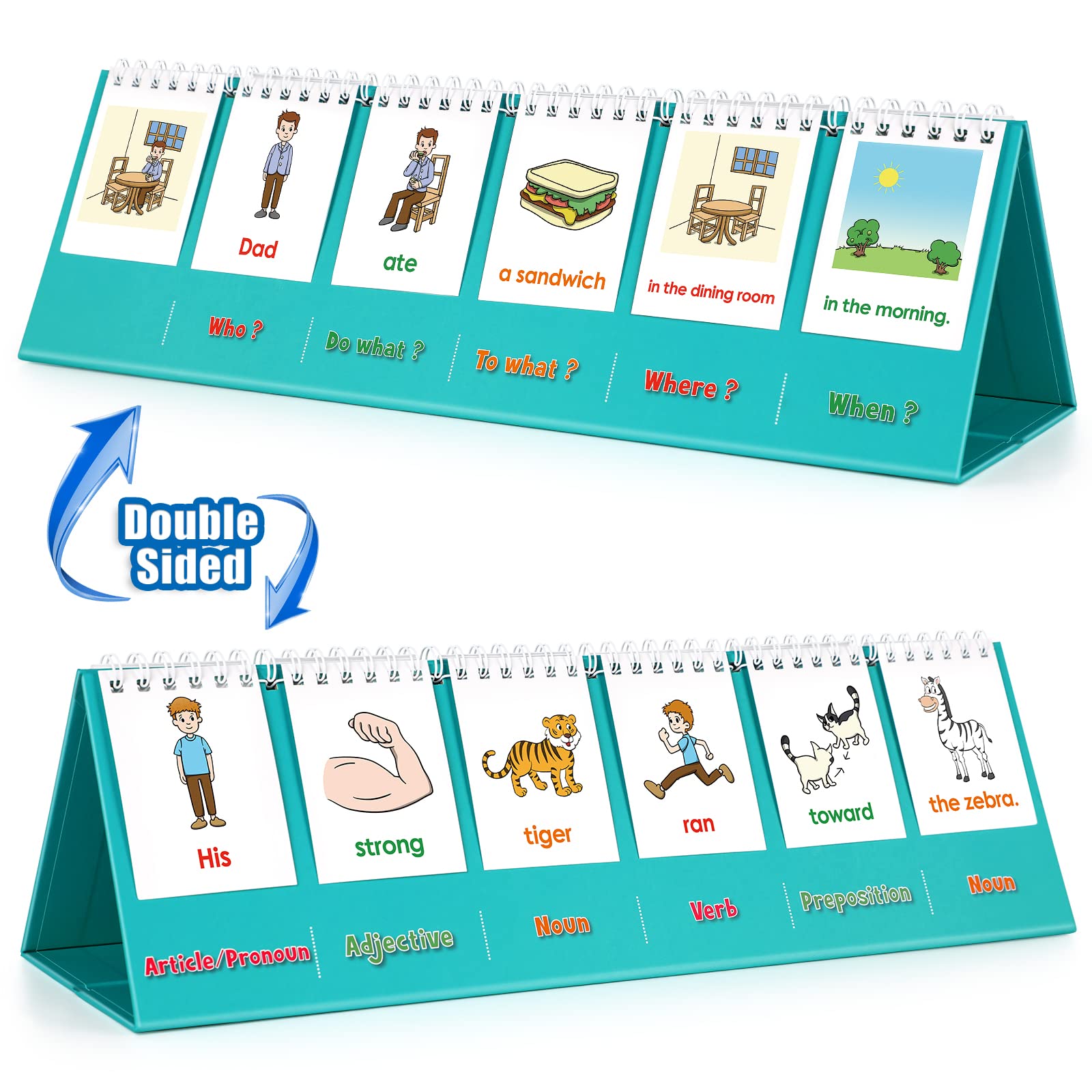 Aizweb Silly Sentence Building Flip Chart for Kids – Learn to Read & Write with Fun Sentence Strips, Speech Therapy Toy for Preschool to 2nd Grade