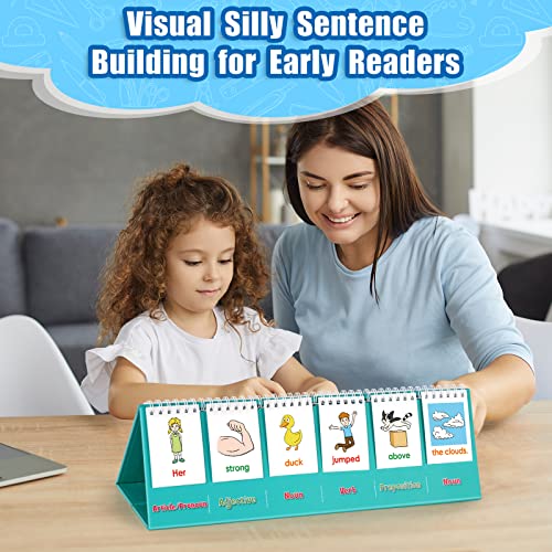 Aizweb Silly Sentence Building Flip Chart for Kids – Learn to Read & Write with Fun Sentence Strips, Speech Therapy Toy for Preschool to 2nd Grade