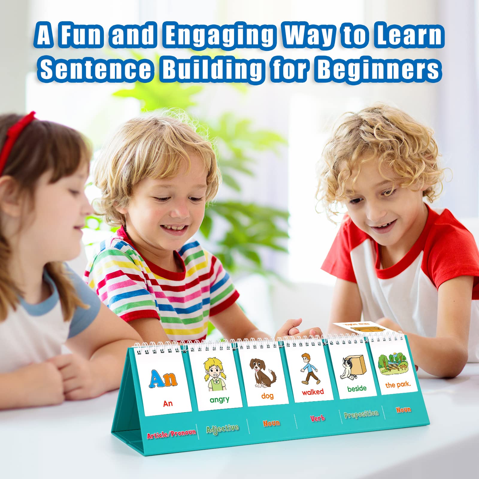 Aizweb Silly Sentence Building Flip Chart for Kids – Learn to Read & Write with Fun Sentence Strips, Speech Therapy Toy for Preschool to 2nd Grade