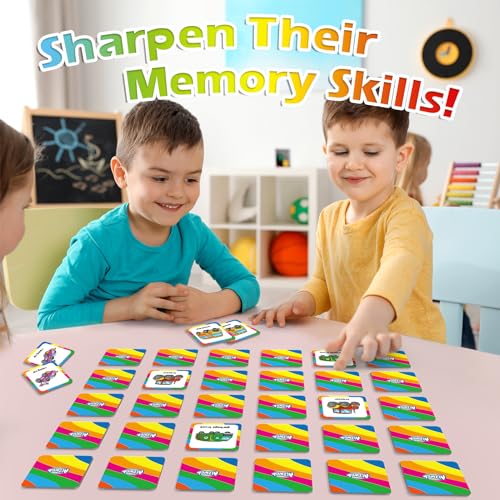 Aizweb Vehicle Match Game – 48-Piece Memory Card Game for Toddlers Ages 3-6, Preschool Learning Activity
