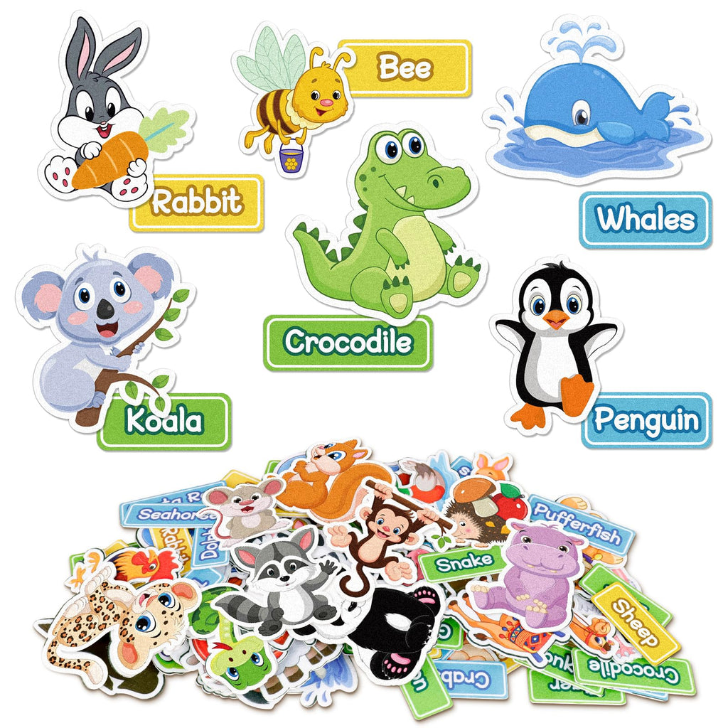 AKAYOK 90-Piece Wild & Farm Animals Felt Board Story Set – Precut with Storage Pouch