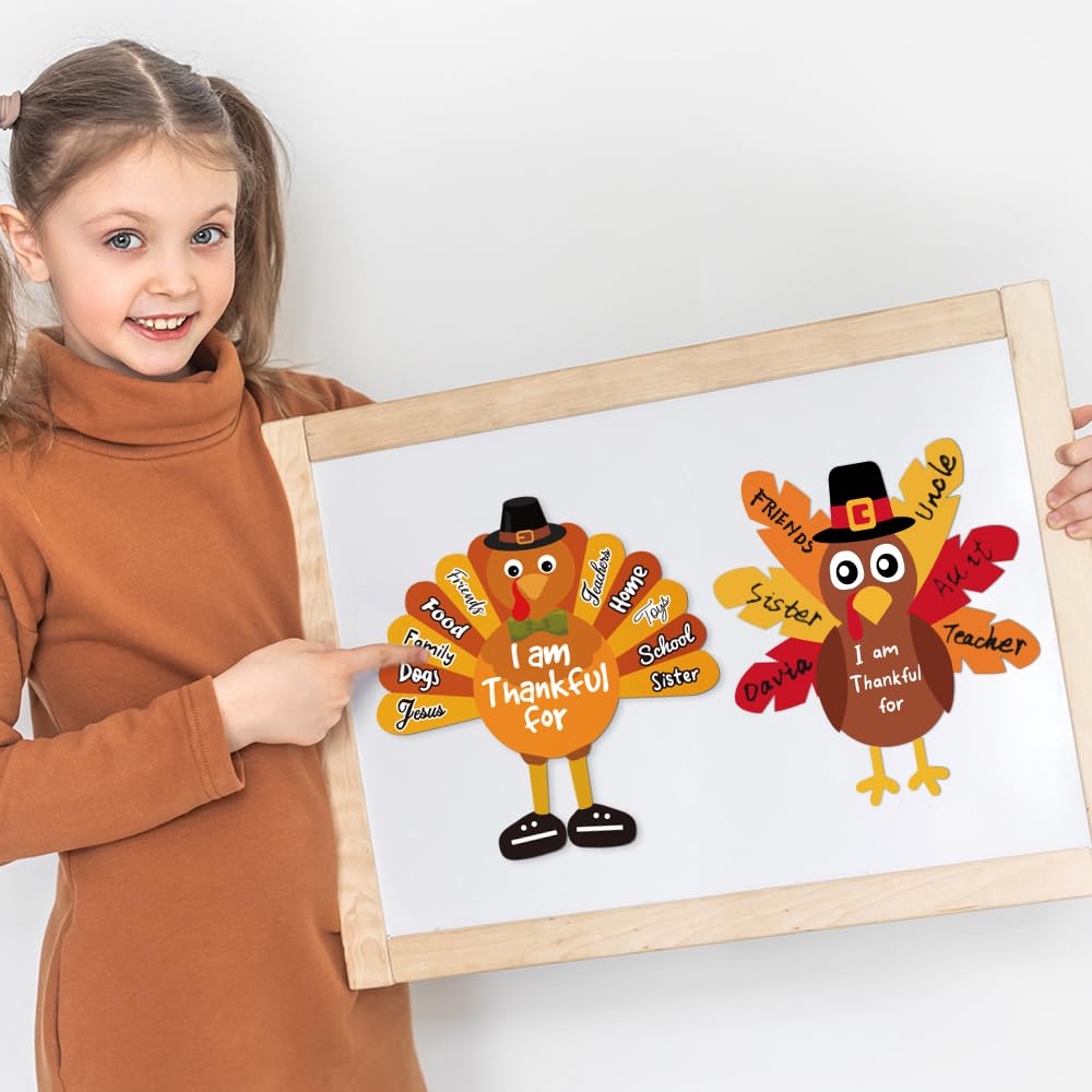 AKEROCK Make-a-Turkey Thanksgiving Sticker Crafts for Kids - 36 Sheets, 4 Designs