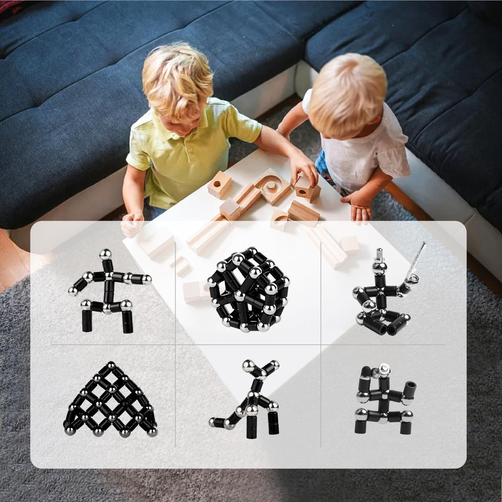 AKUTAIN Magnetic Fidget Pen – Multifunctional Stress Relief Toy Pen with Colorful Modules, Black