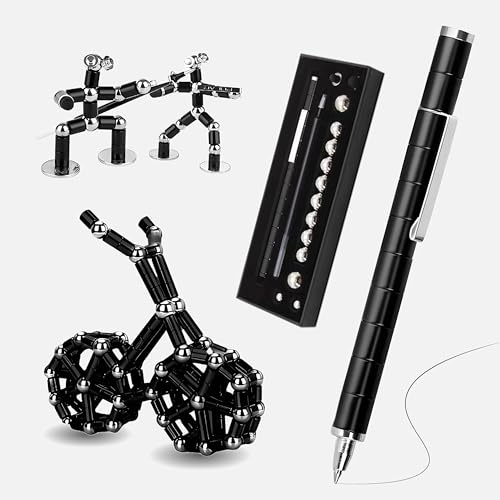 AKUTAIN Magnetic Fidget Pen – Multifunctional Stress Relief Toy Pen with Colorful Modules, Black