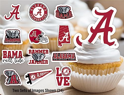 Alabama Crimson Tide Cupcake Toppers - 24 Pack for Game Day, Graduation & Birthday Parties by PartyKandy