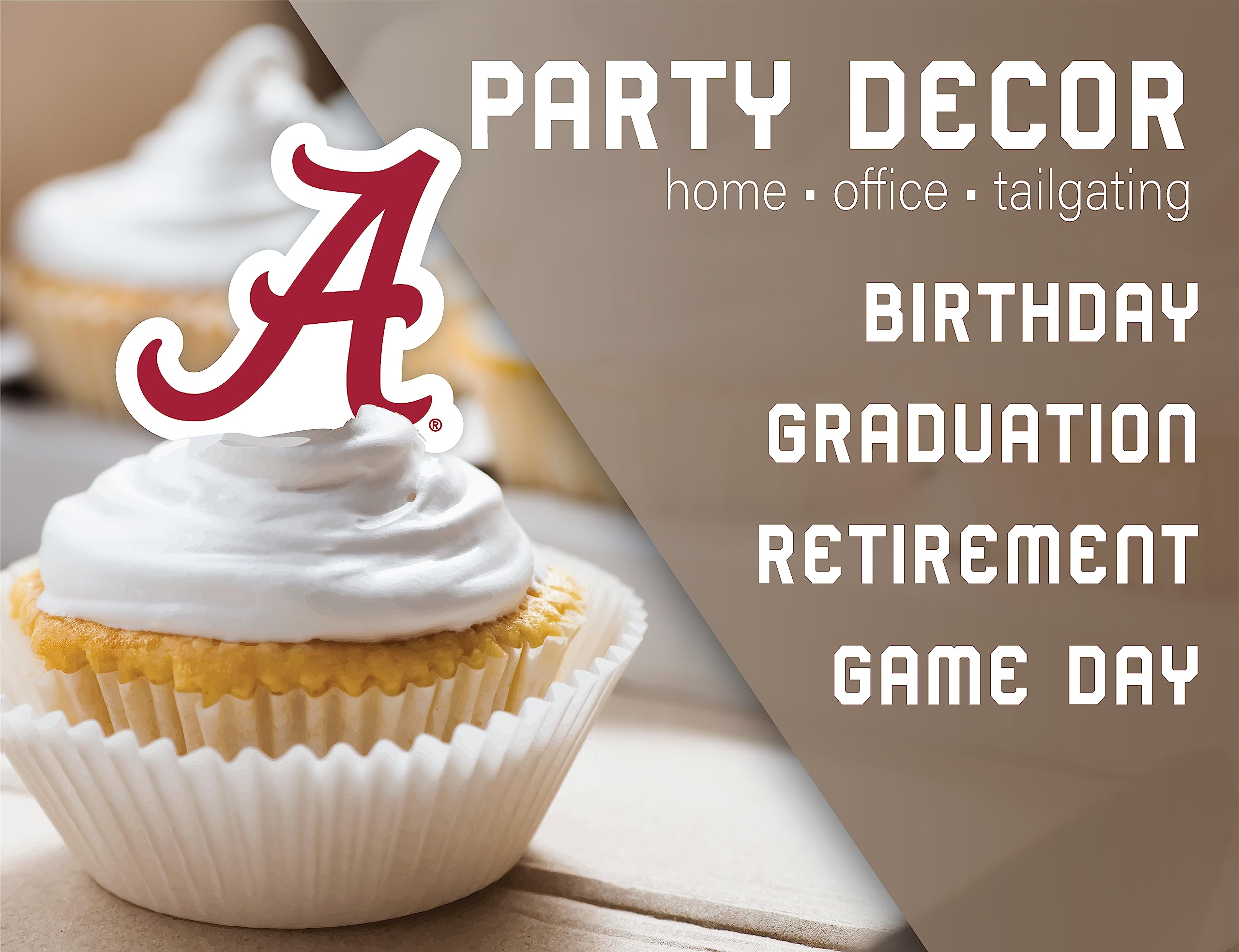Alabama Crimson Tide Cupcake Toppers - 24 Pack for Game Day, Graduation & Birthday Parties by PartyKandy