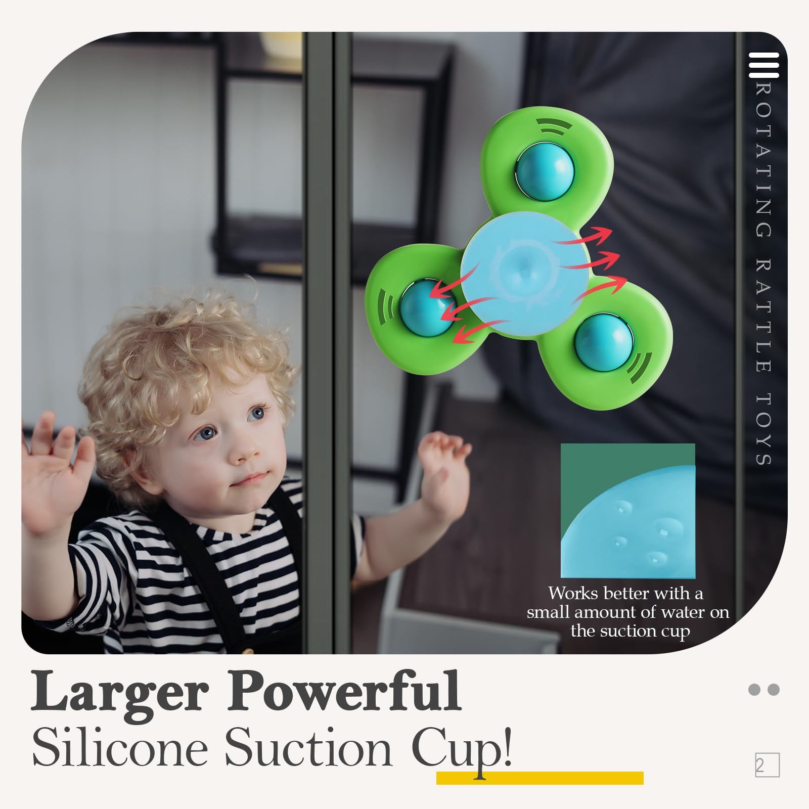ALASOU 3-Piece Suction Cup Spinner Toy Set for Toddlers 1-3 Years