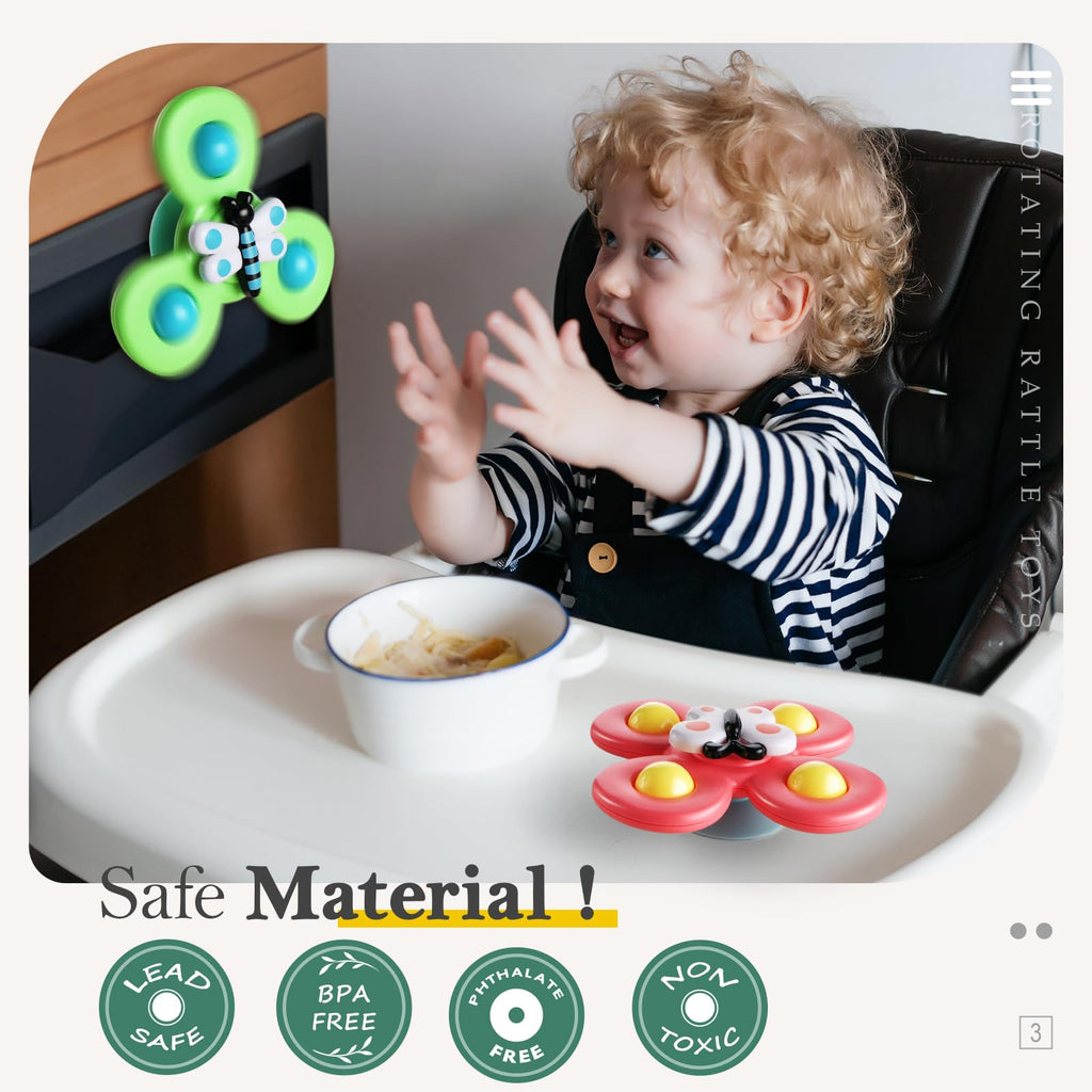 ALASOU 3-Piece Suction Cup Spinner Toy Set for Toddlers 1-3 Years