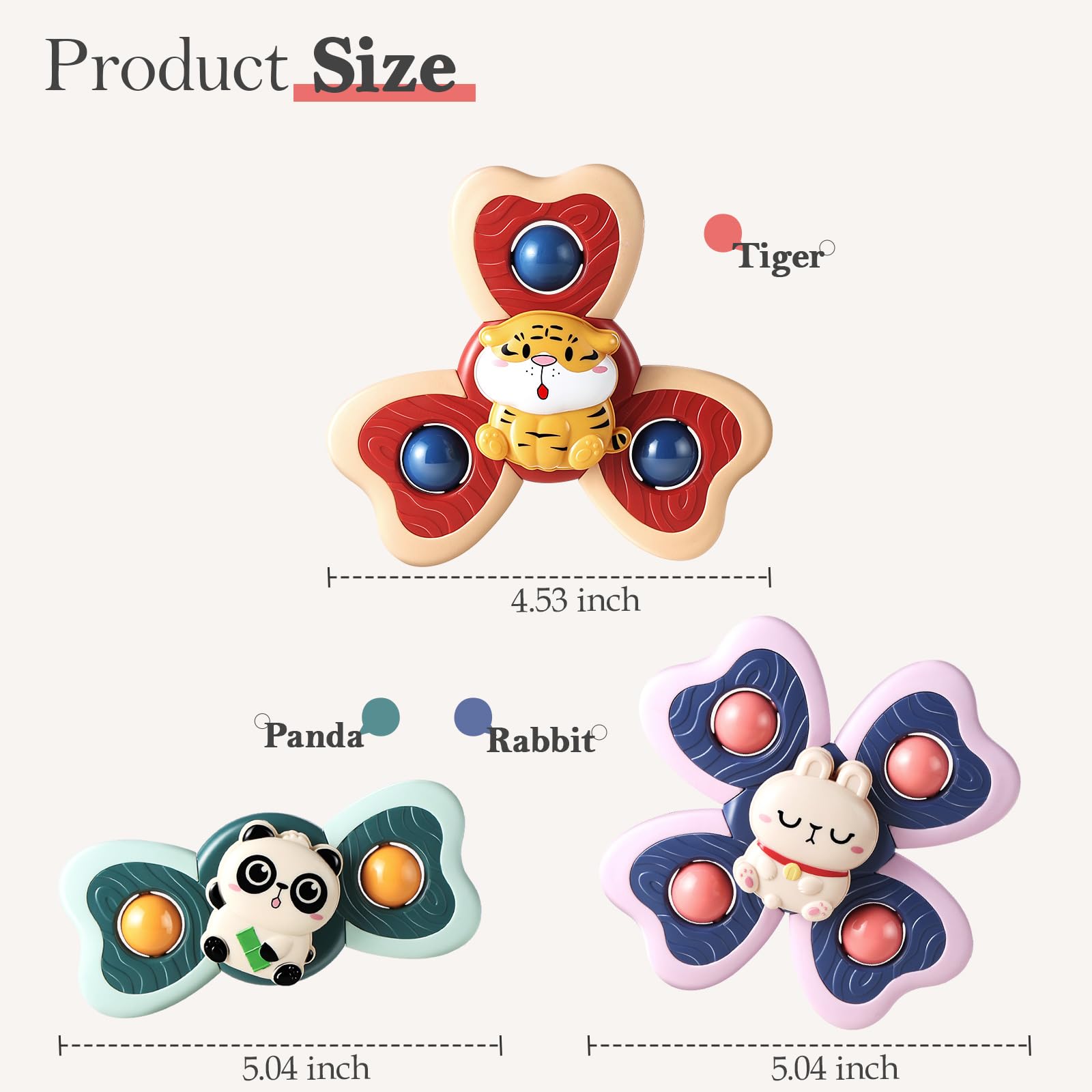 ALASOU 3-Piece Suction Cup Spinner Toys for Toddlers 1-3 Years | Spinning Tops for Bath, Travel & Sensory Play