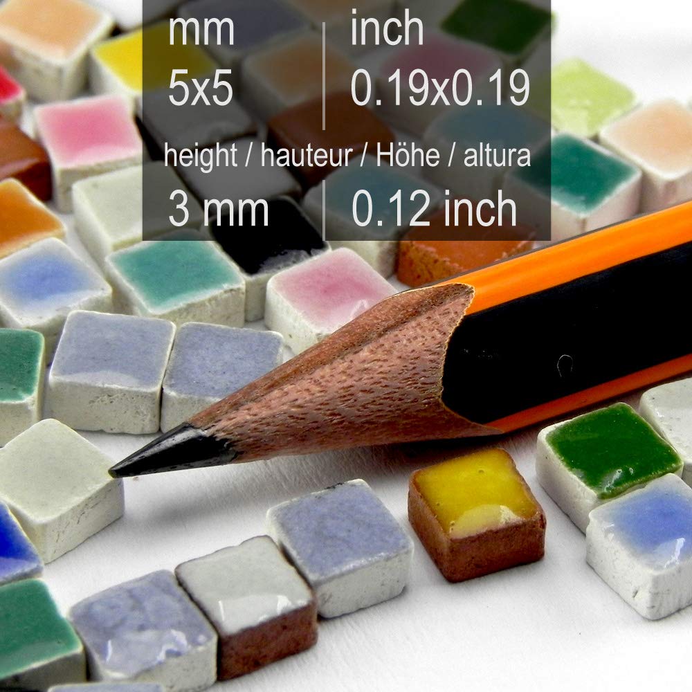 ALEA Mosaic Handmade Ceramic Tiles – 1000 Pieces, 20 Colors, 5x5x3mm for Art and Crafts