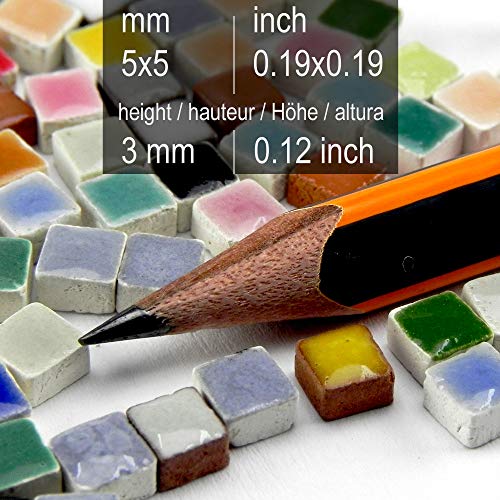 ALEA Mosaic Handmade Ceramic Tiles – 1000 Pieces, 20 Colors, 5x5x3mm for Art and Crafts