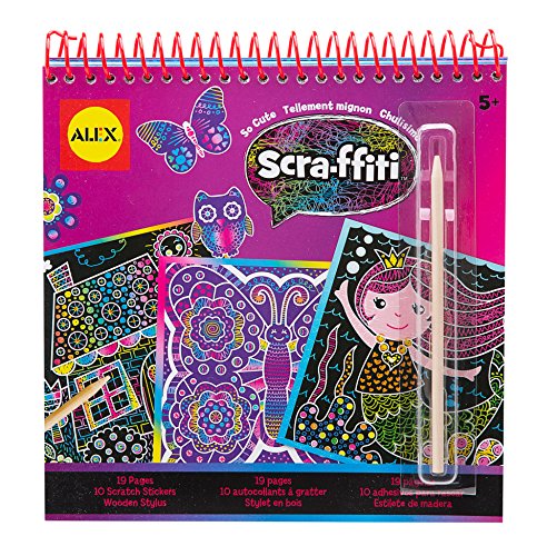ALEX Toys Scra-ffiti So Cute Scratch Art Pad – 19 Pages + Stickers for Kids Ages 5+