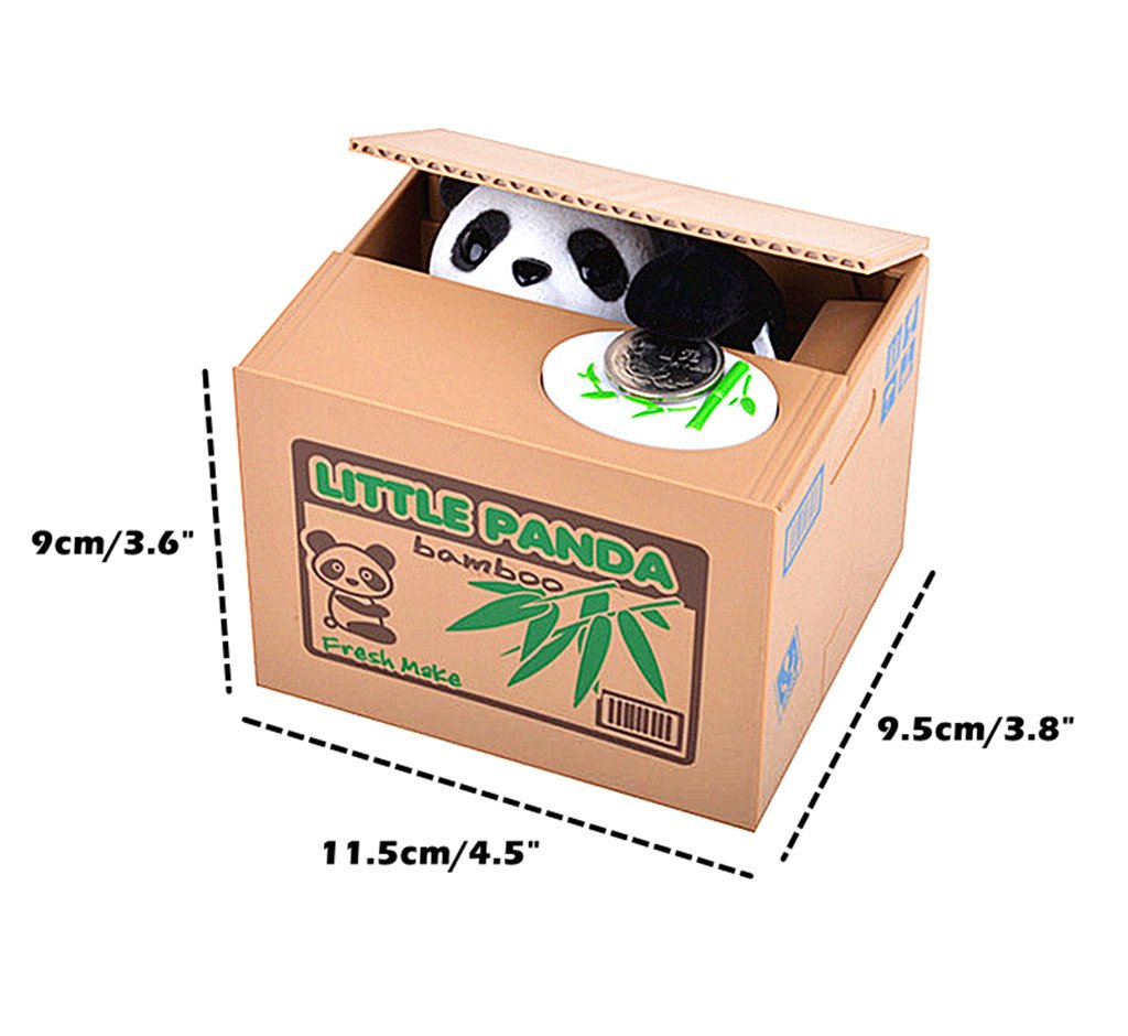 ALIMITOPIA Vocal Mischief Stealing Coin Bank - Cartoon Panda Piggy Bank, Holds 40 Coins, Requires 2 AA Batteries