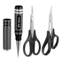 AllinRC RC Body Reamer Hole Puncher Combo Set – 0-14mm Adjustable Reamer, Straight & Curved Scissors (Black)
