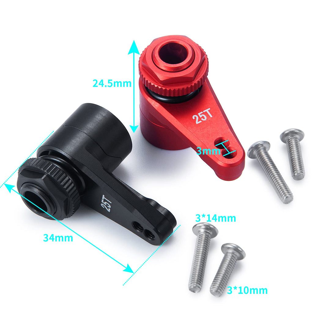 Alloy 25T Steering Servo Arm for 1/10 RC Axial RBX10 Crawler (Black)