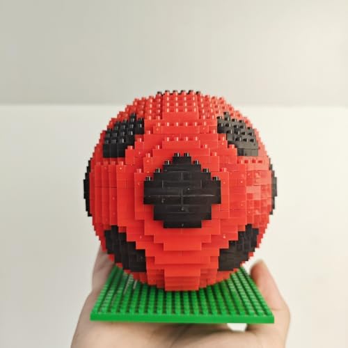 alltogetho Red Soccer Ball Building Blocks Kit – 900+ Micro Mini Bricks for Sport-Themed Desk Decor and Classroom Learning