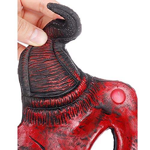 Alodidae Demon Half Face Mask – Realistic Red Devil with Horns for Halloween