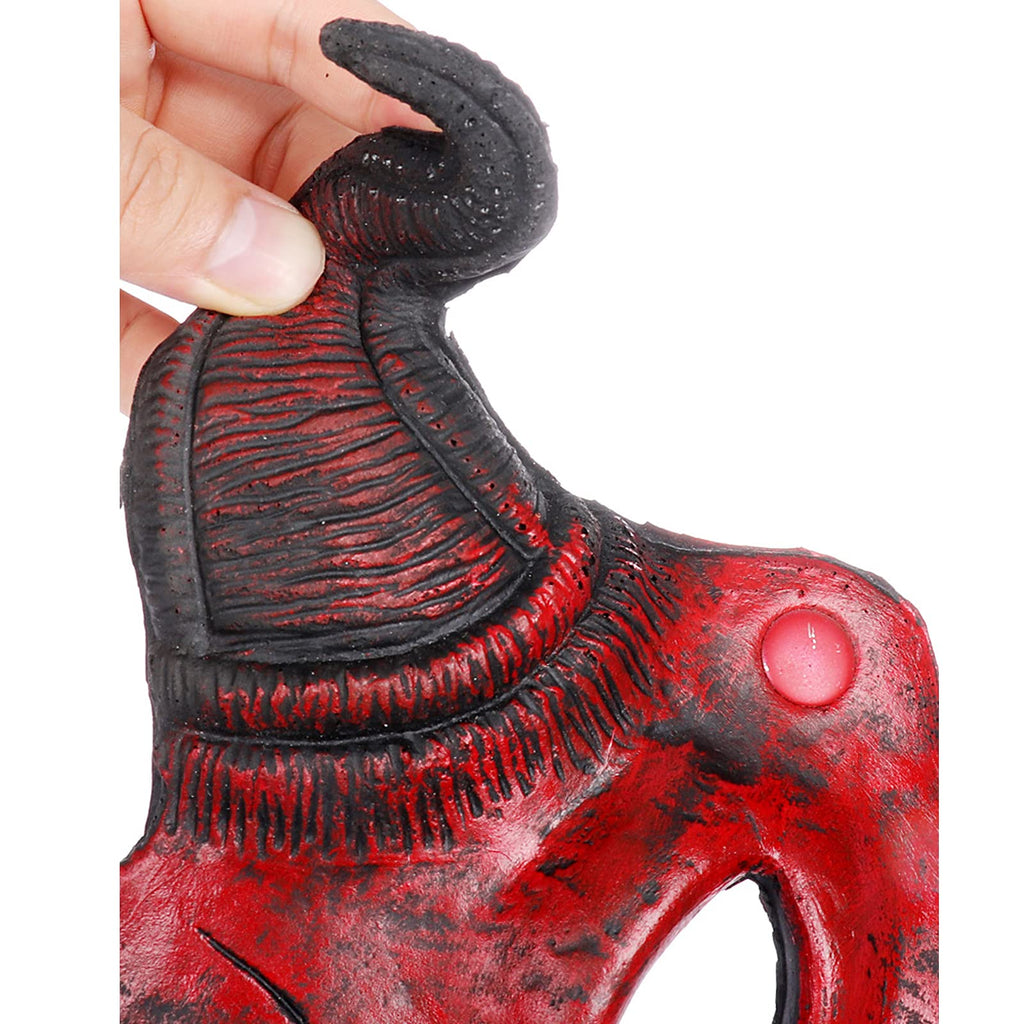 Alodidae Demon Half Face Mask – Realistic Red Devil with Horns for Halloween