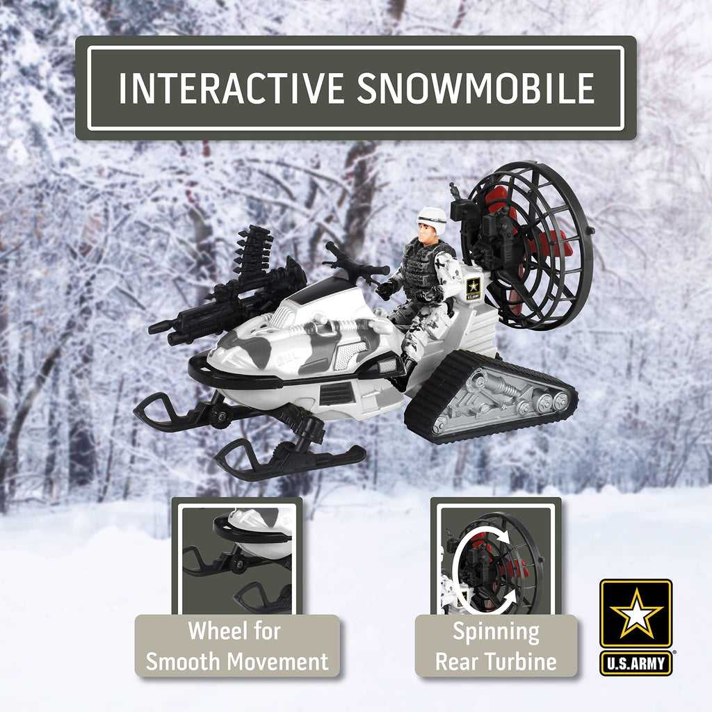 Alpine Assault Play Set – 11-Piece Army Snowmobile Toy with Poseable Soldier & Accessories for Kids 3+