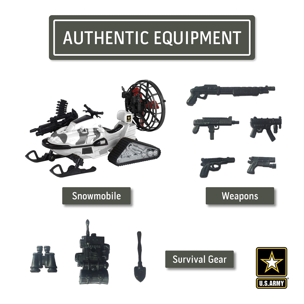 Alpine Assault Play Set – 11-Piece Army Snowmobile Toy with Poseable Soldier & Accessories for Kids 3+