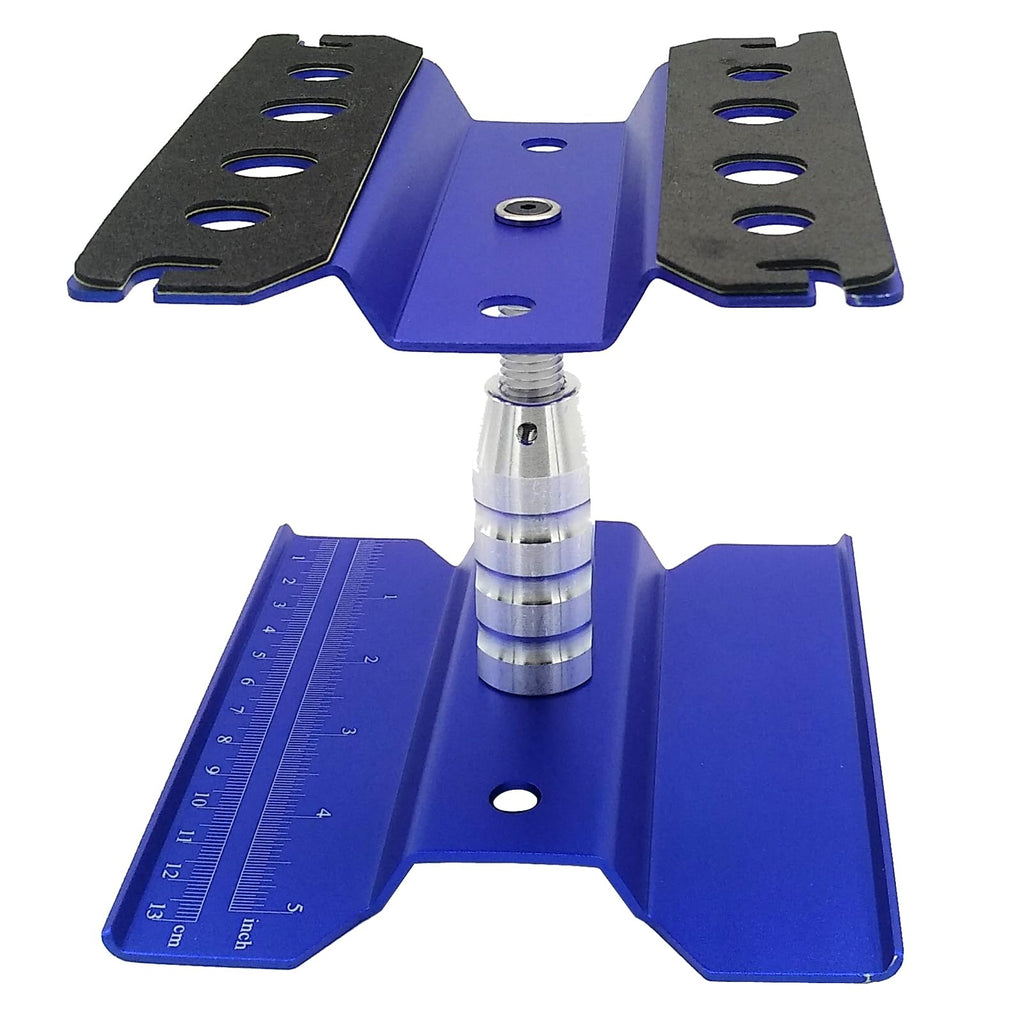 Aluminum RC Car Work Stand with 360° Rotation & Adjustable Height for 1/8 1/10 1/12 1/16 Scale Trucks, Buggy, Crawler (Blue)