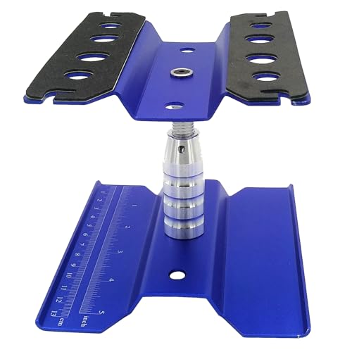 Aluminum RC Car Work Stand with 360° Rotation & Adjustable Height for 1/8 1/10 1/12 1/16 Scale Trucks, Buggy, Crawler (Blue)