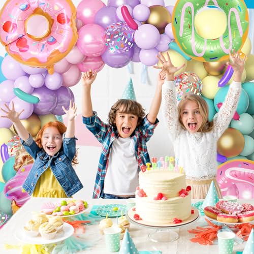Amandir 139-Piece Pastel Donut Balloon Arch Garland Kit – Sweet One Birthday Party Decorations with Ice Cream & Confetti Balloons