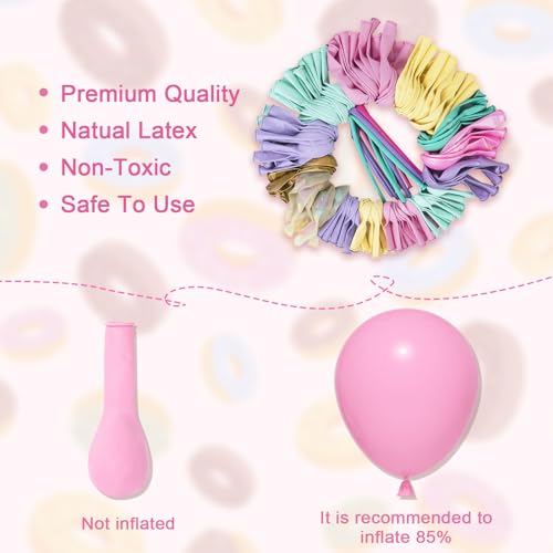 Amandir 139-Piece Pastel Donut Balloon Arch Garland Kit – Sweet One Birthday Party Decorations with Ice Cream & Confetti Balloons