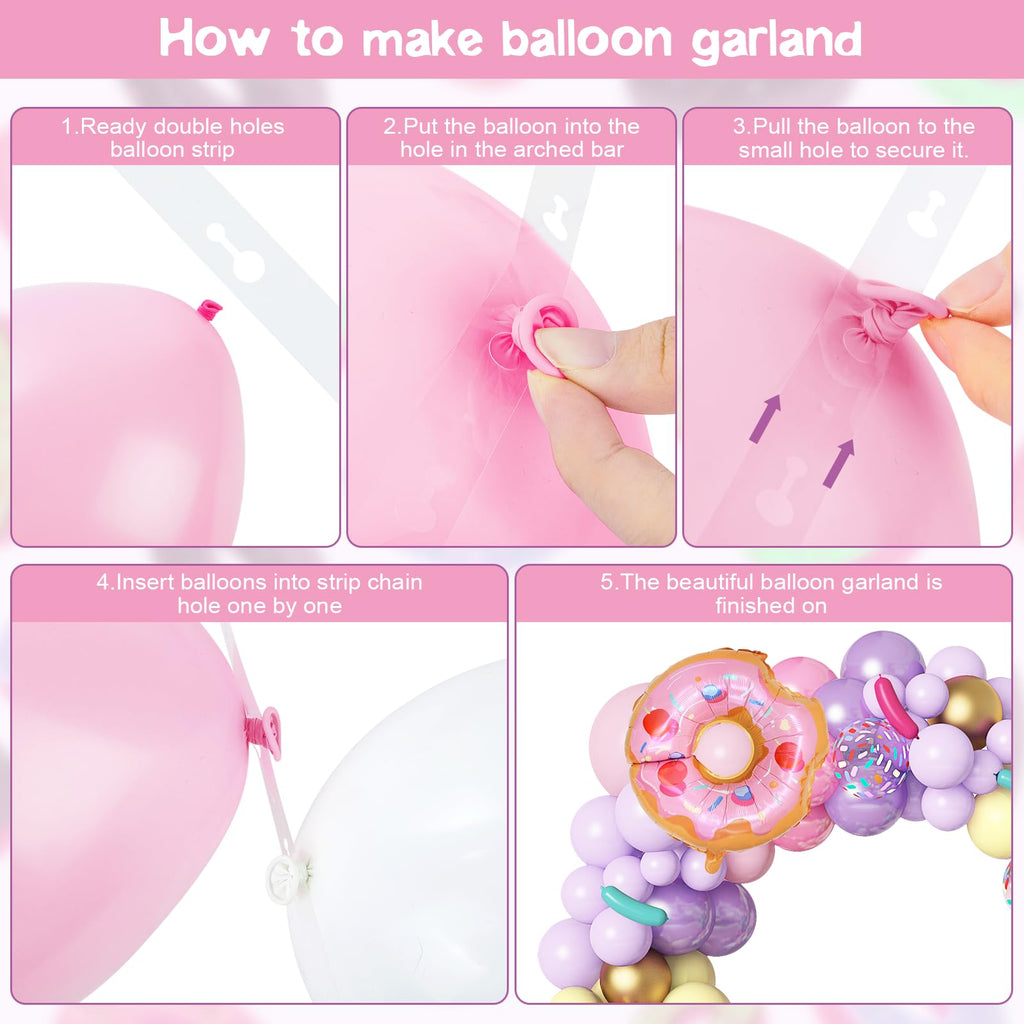 Amandir 139-Piece Pastel Donut Balloon Arch Garland Kit – Sweet One Birthday Party Decorations with Ice Cream & Confetti Balloons