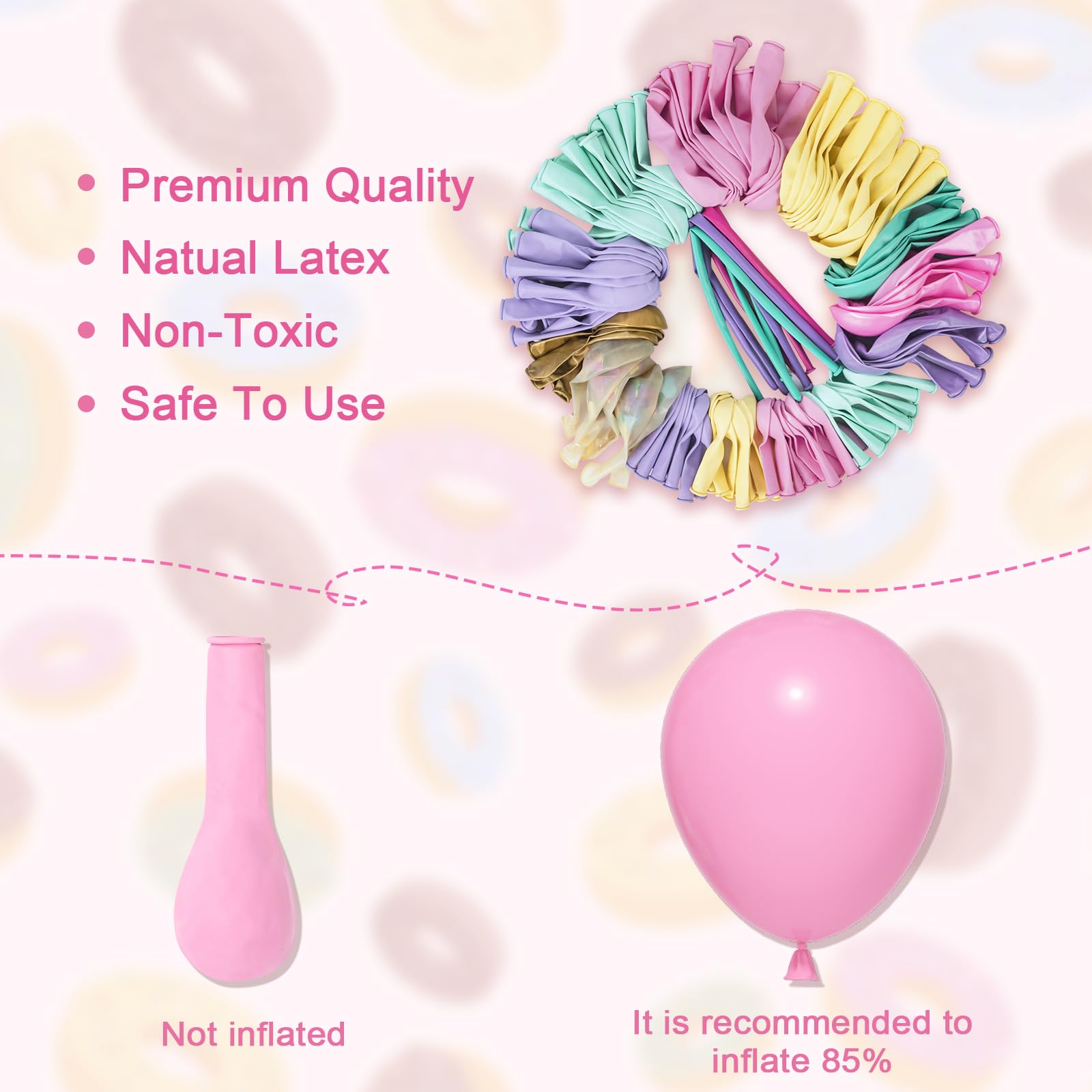 Amandir 139-Piece Pastel Donut Balloon Arch Garland Kit – Sweet One Birthday Party Decorations with Ice Cream & Confetti Balloons