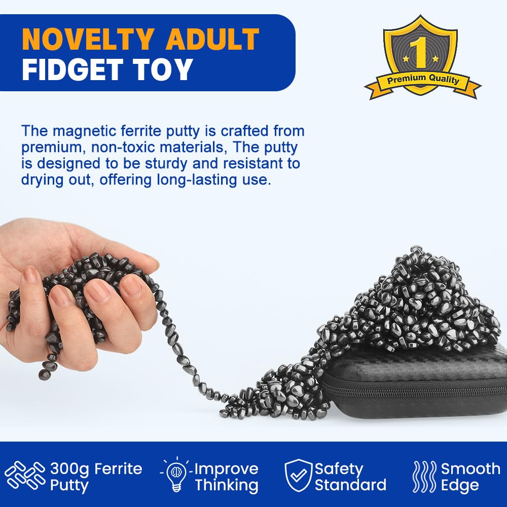 Amarlozn Ferrite Magnetic Putty with Snake Eggs – 300g Fidget Stones & 2 Oval Magnets, Desk Toy for Adults