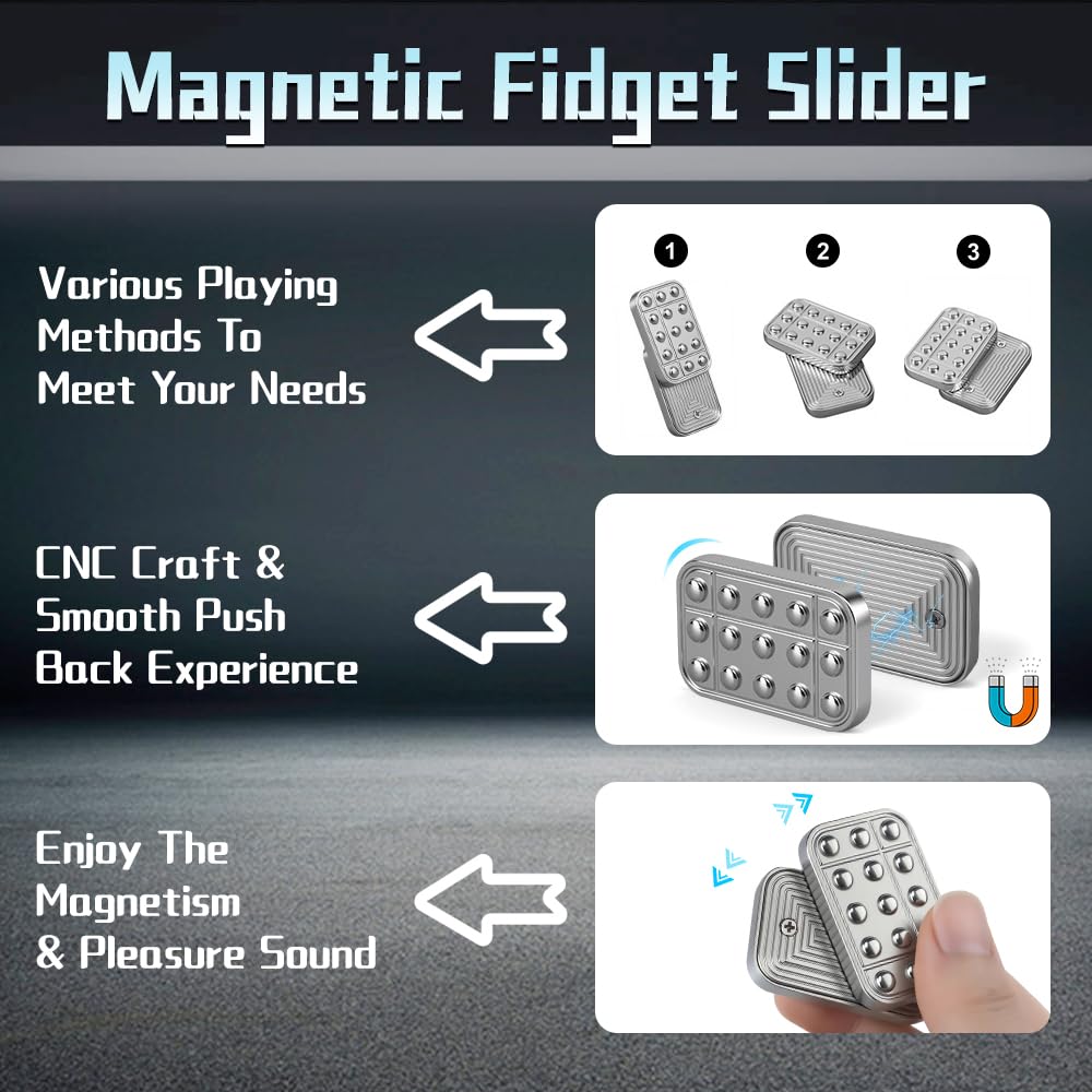 Amarlozn Magnetic Fidget Slider – Metal Clicker Toy for Stress Relief and Focus