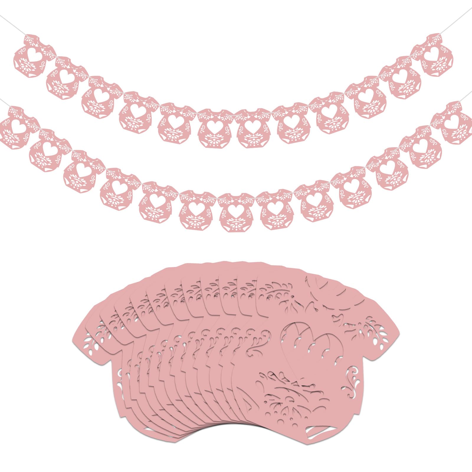 AmazingSpark 2-Pack Papel Picado Baby Shower Banner - Sweet Color, 24 Pcs, Mexican Party Decoration with Hanging String