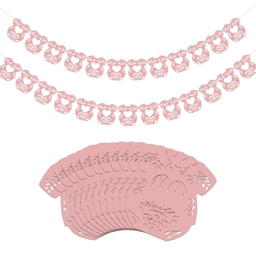AmazingSpark 2-Pack Papel Picado Baby Shower Banner - Sweet Color, 24 Pcs, Mexican Party Decoration with Hanging String