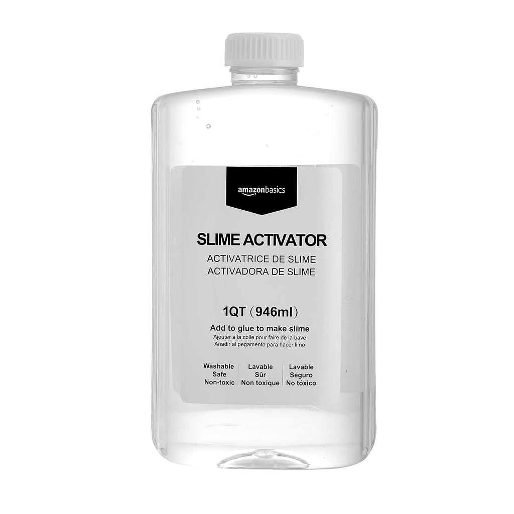 Amazon Basics Slime Activator Solution – 1 Quart (946ml) Transparent, Washable, Clear Slime Making