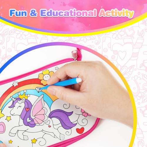 Ambesi Butterfly Coloring Handbag Kit with 12 Washable Markers for Kids 4+