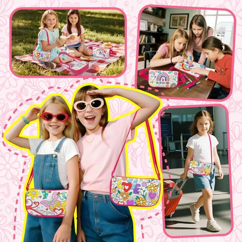 Ambesi Butterfly Coloring Handbag Kit with 12 Washable Markers for Kids 4+