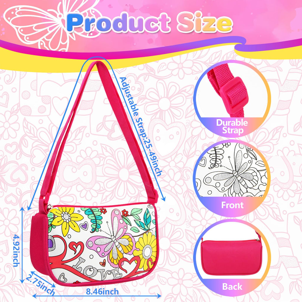 Ambesi Butterfly Coloring Handbag Kit with 12 Washable Markers for Kids 4+